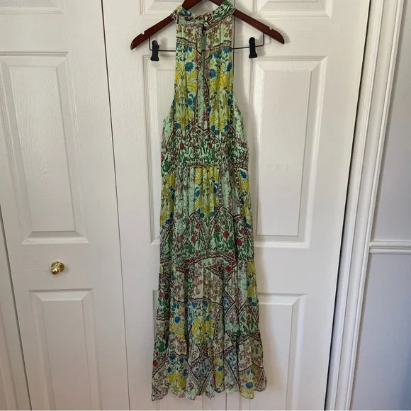 Anthropologie The Somerset Floral Print Boho Tiered Halter Maxi Dress Small - Picture 8 of 11